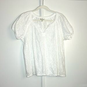 Cotton Eyelet Floral White Blouse